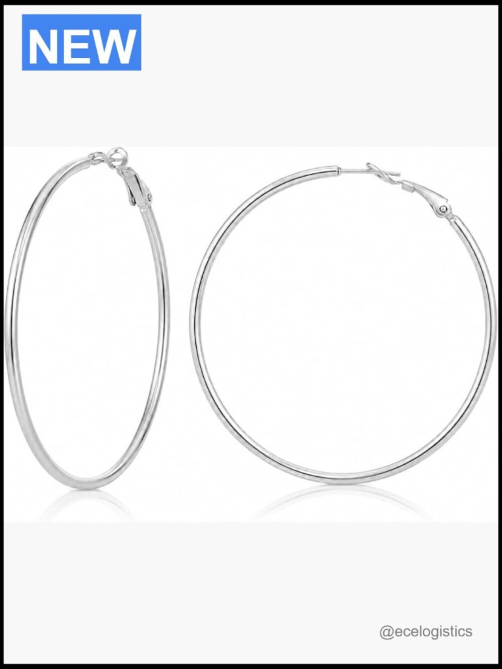 Large 70mm Hoop Earrings Stainless Steel Hypoallergenic Lobster Clasp